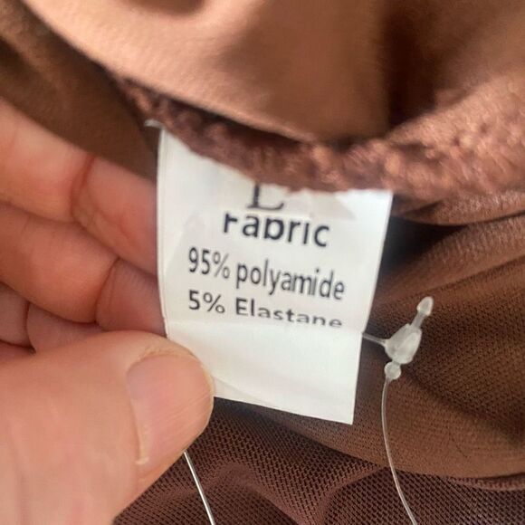 Bodycon Cutout Long Sleeve Mesh Mini Dress Chocolate Brown Size Large NEW - Picture 8 of 10